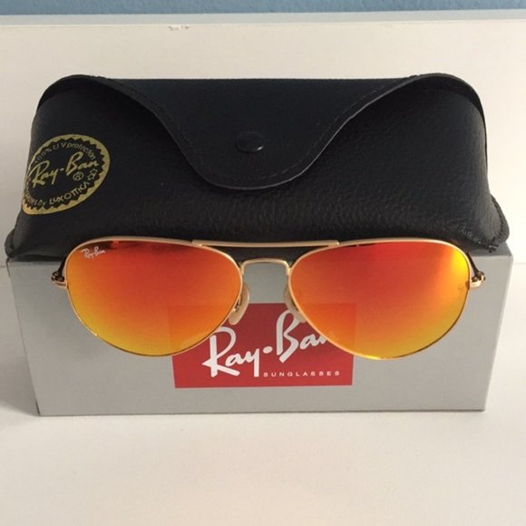 Aviator Gold-Orange Ray-Ban Sunglasses - Picture 3 of 9